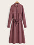 Allover Print Belted Shirt Dress